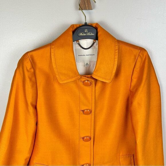 Banana Republic Orange Silk Trench Coat Jacket XS - Picture 2 of 6